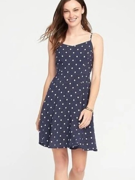 Old Navy Dresses & Skirts - Old Navy Navy Polka Dot Spaghetti Strap Mini Dress